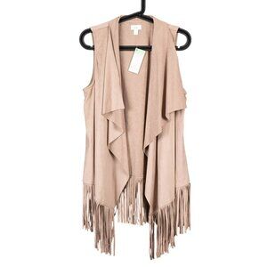 Fringe Waterfall Vest L Western Boho Whimsigoth Vegan Suede Lagenlook Festival